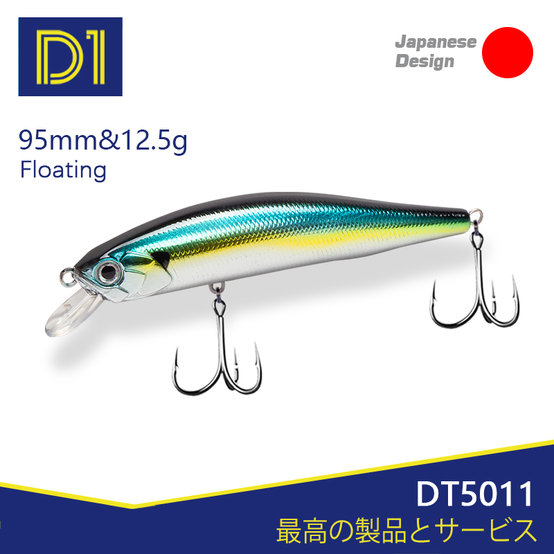 Fishing Lure Jerkbait - D1 플로팅 미노 95mm/12.5g Wobblers 씨워터