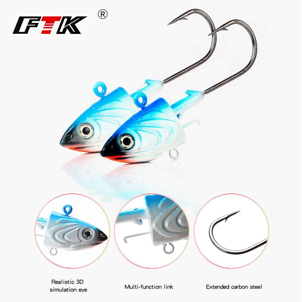 Fishing Lure Soft Plastic - FTK 2개입 지그헤드 낚시 바늘 40g