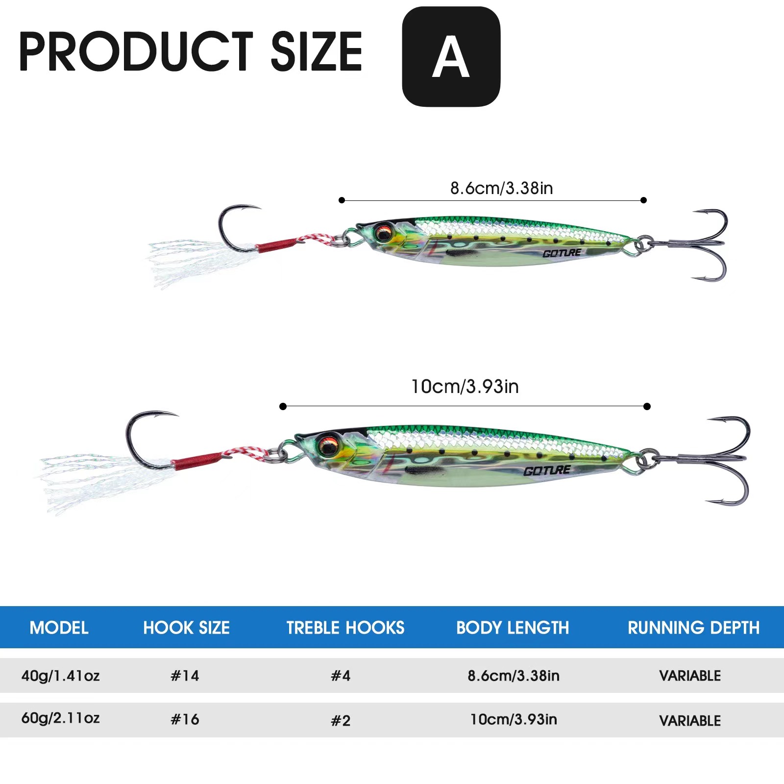 Goture 금속 지그 낚시 미끼 40g 60g 80g - Fishing Lure Swimbait 리뷰 및 가격
