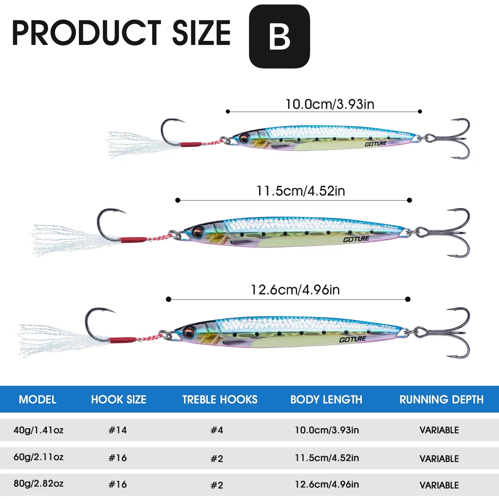 Goture 금속 지그 낚시 미끼 40g 60g 80g - Fishing Lure Swimbait 리뷰 및 가격