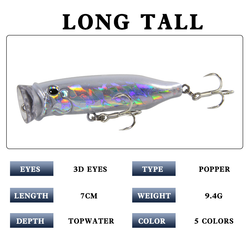 5Pcs 탑워터 포퍼 낚시 미끼 7cm 9.4g 퍼치  - Fishing Lure Popper 리뷰 및 가격