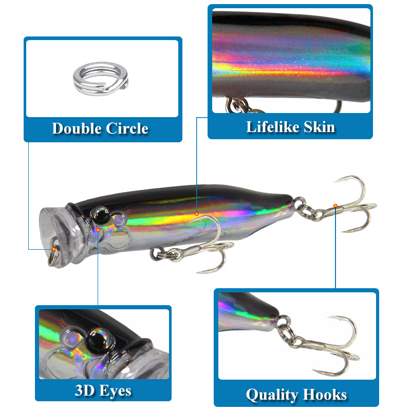 5Pcs 탑워터 포퍼 낚시 미끼 7cm 9.4g 퍼치  - Fishing Lure Popper 리뷰 및 가격